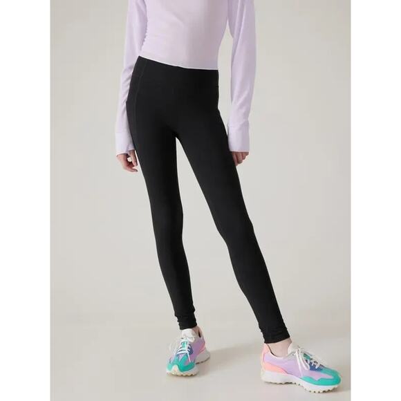 Athleta Girl High Rise Stash Your Treasures Tight XL 14 Black Leggings Logo - Picture 1 of 10